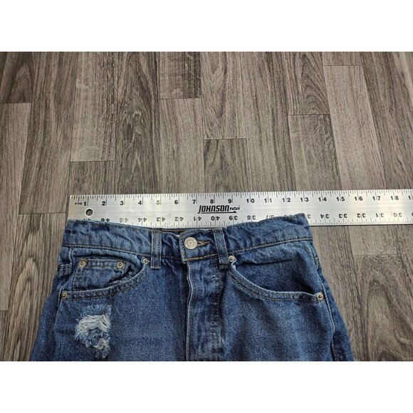 Vanilla Star Juniors Size 3 Distressed Straight Leg Button Fly Denim Blue Jeans - Picture 8 of 12